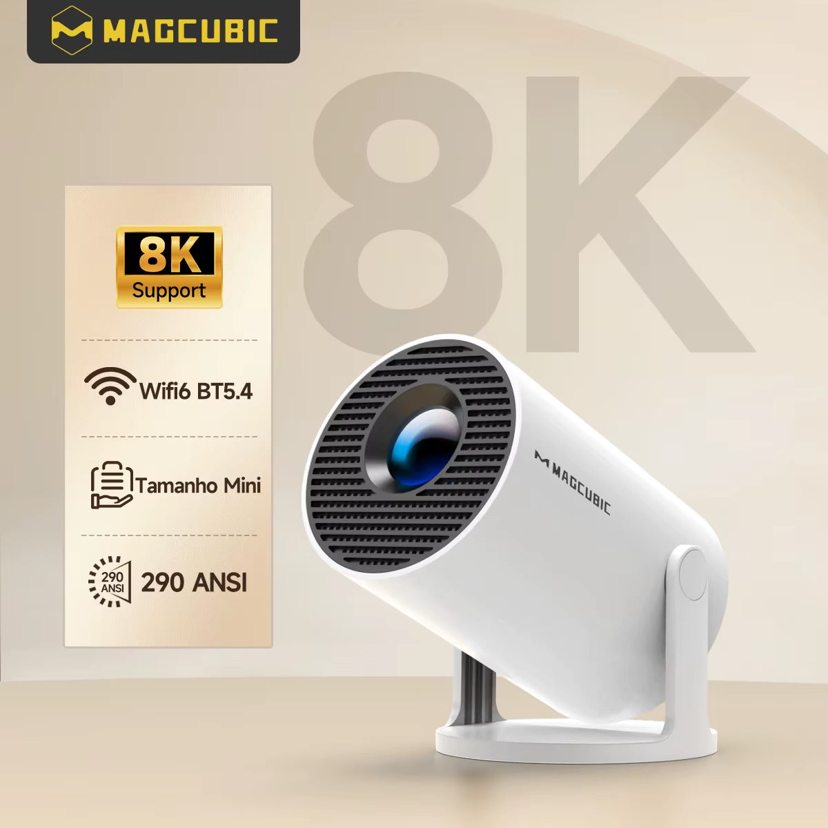 HY300 Pro 8K HD Projector Android14 Dual Wifi6 290ANSI Allwinner H726 BT5.0 1280*720 Home Cinema Outdoor Projetor HY300