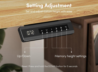 40 X 24 Inch Height Adjustable Electric Standing Desk with Double Drawer, Stand up Desk with Storage Shelf, Sit Stand Desk, Light Rustic